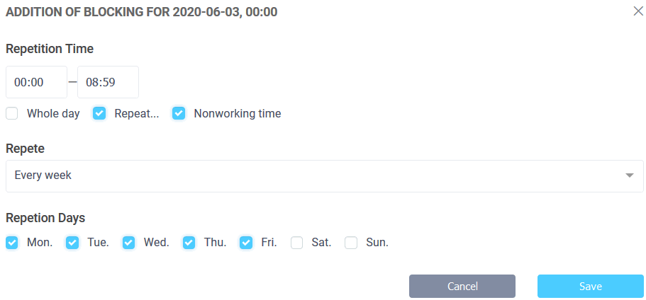 Schedule setting