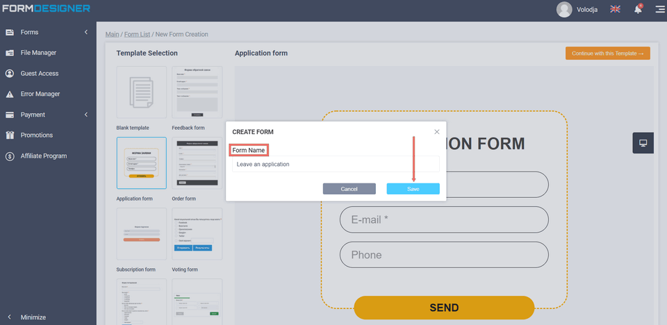Create a capture form for your site